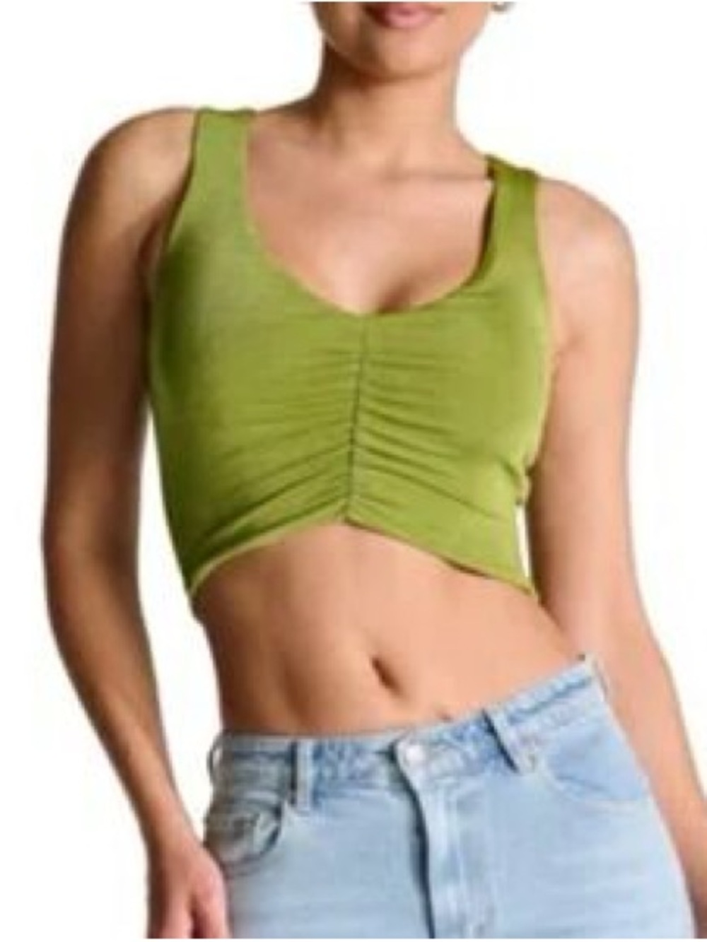 NWOT N BY NAKED WARDROBE
Shirred Crop Top in Olive Green